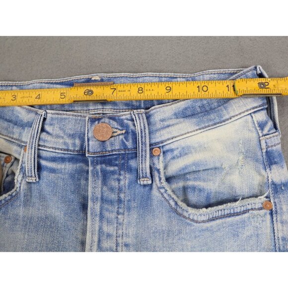 MOTHER Blue Ankle Cropped Jeans with Distressed Details - Picture 8 of 11